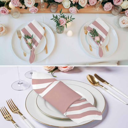 Cloth Napkins 20 x 20 Inch Geometric Pattern Soft Absorbent Dinner Napkins Pink Stripe Washable Reusable Kitchen Napkin Sets for Parties Wedding Restaurant Hotel