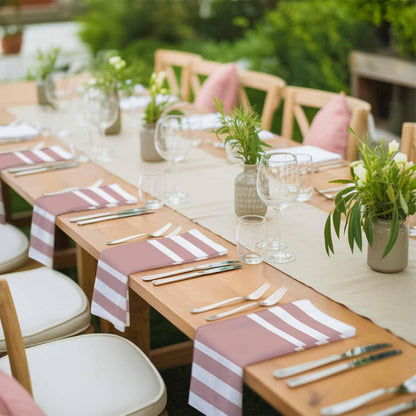 Cloth Napkins 20 x 20 Inch Geometric Pattern Soft Absorbent Dinner Napkins Pink Stripe Washable Reusable Kitchen Napkin Sets for Parties Wedding Restaurant Hotel