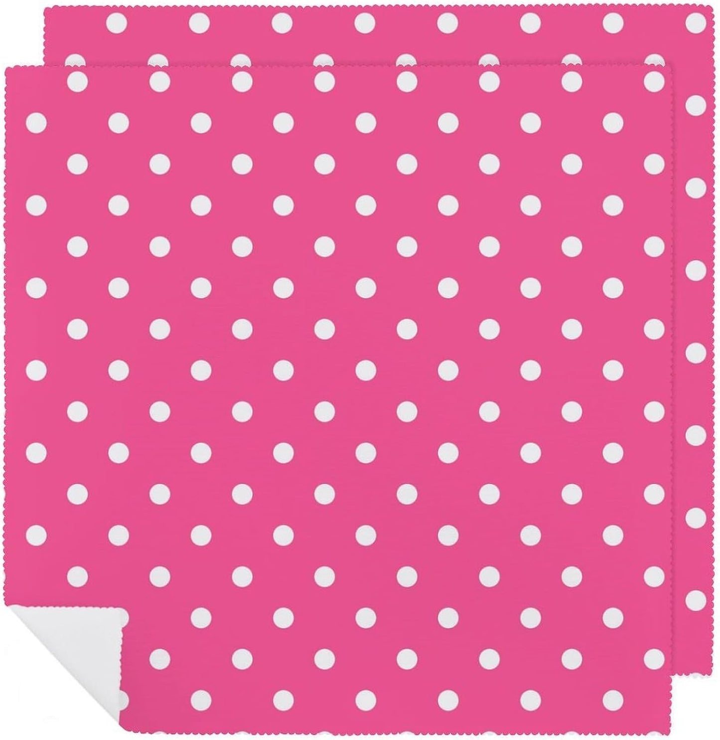 Pink Polka Dot Soft and Lightweight Napkins, Suitable for Dining Tables 2 PCS
