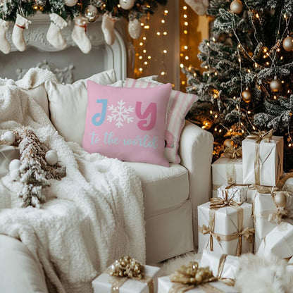 Christmas Throw Pillow Covers 18 x 18 Inch Set of 4, Xmas Trees Truck Merry and Bright Pink Striped Holiday Farmhouse Decorative Cushion Cases for Home Decoration G581-18