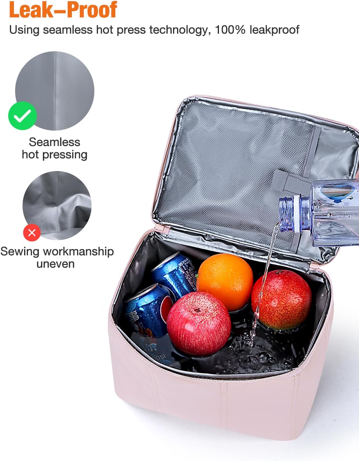 Insulated Lunch Bags for Women, Quilted Lunch Box, Lightweight Puffy Padded Waterproof Lunch Tote, Reusable Lunch Cooler bag for Work Picnic Travel