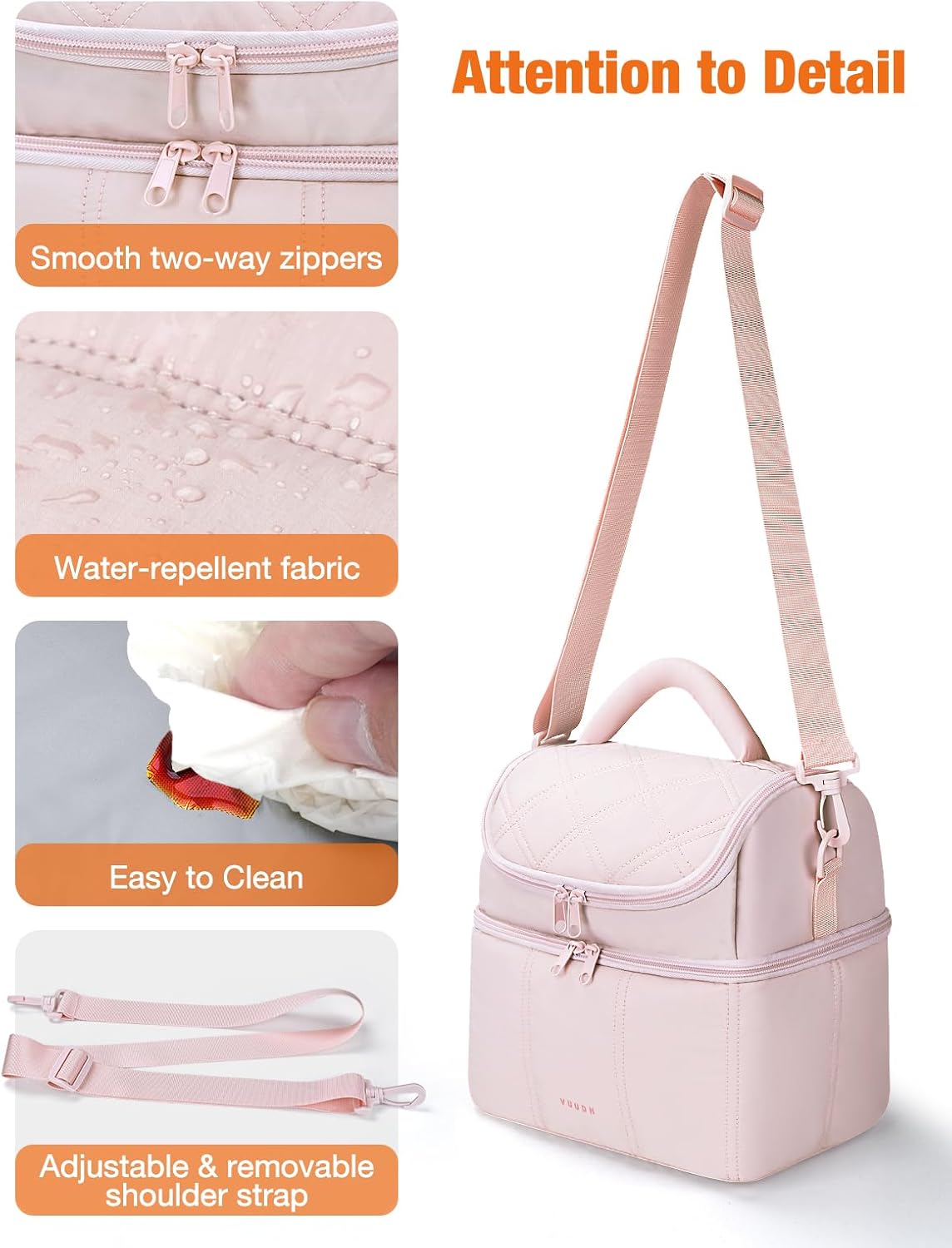 Insulated Lunch Bags for Women, Quilted Lunch Box, Lightweight Puffy Padded Waterproof Lunch Tote, Reusable Lunch Cooler bag for Work Picnic Travel