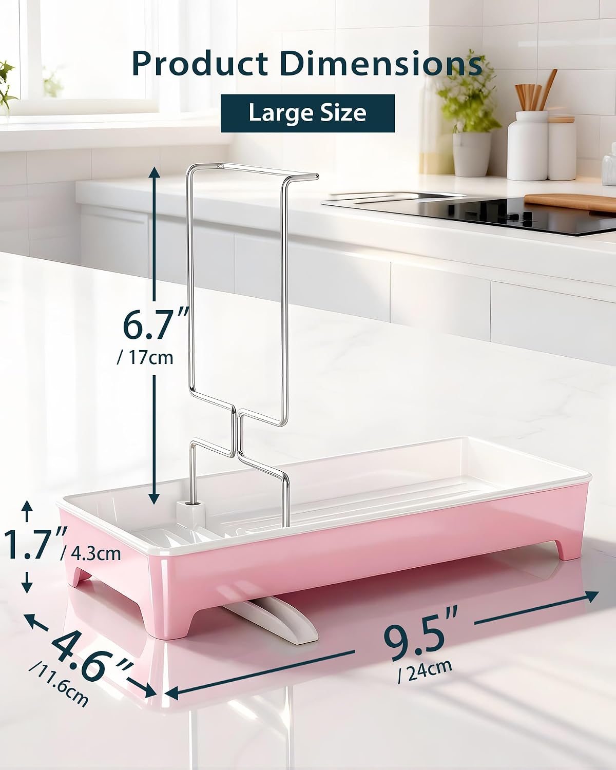 Minimalist Sink Caddy, Rustproof Sponge Holder for Kitchen Sink Pink
