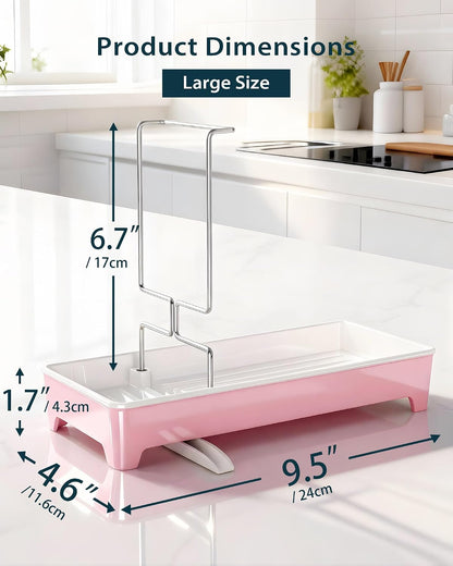 Minimalist Sink Caddy, Rustproof Sponge Holder for Kitchen Sink Pink