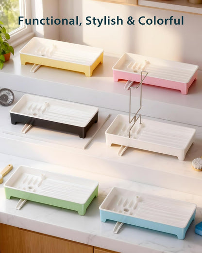 Minimalist Sink Caddy, Rustproof Sponge Holder for Kitchen Sink Pink