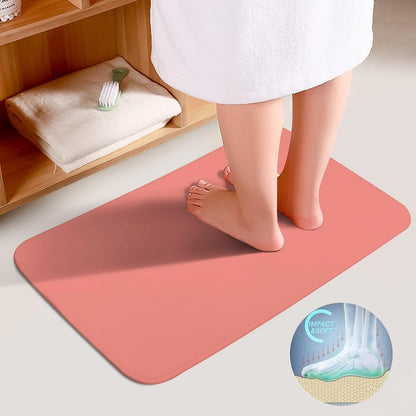 3 Pieces Bath Rug Sets, Coral Pink Solid Color Bathroom Mat Set Non Slip U Shaped Contour Rug & Toilet Lid Cover