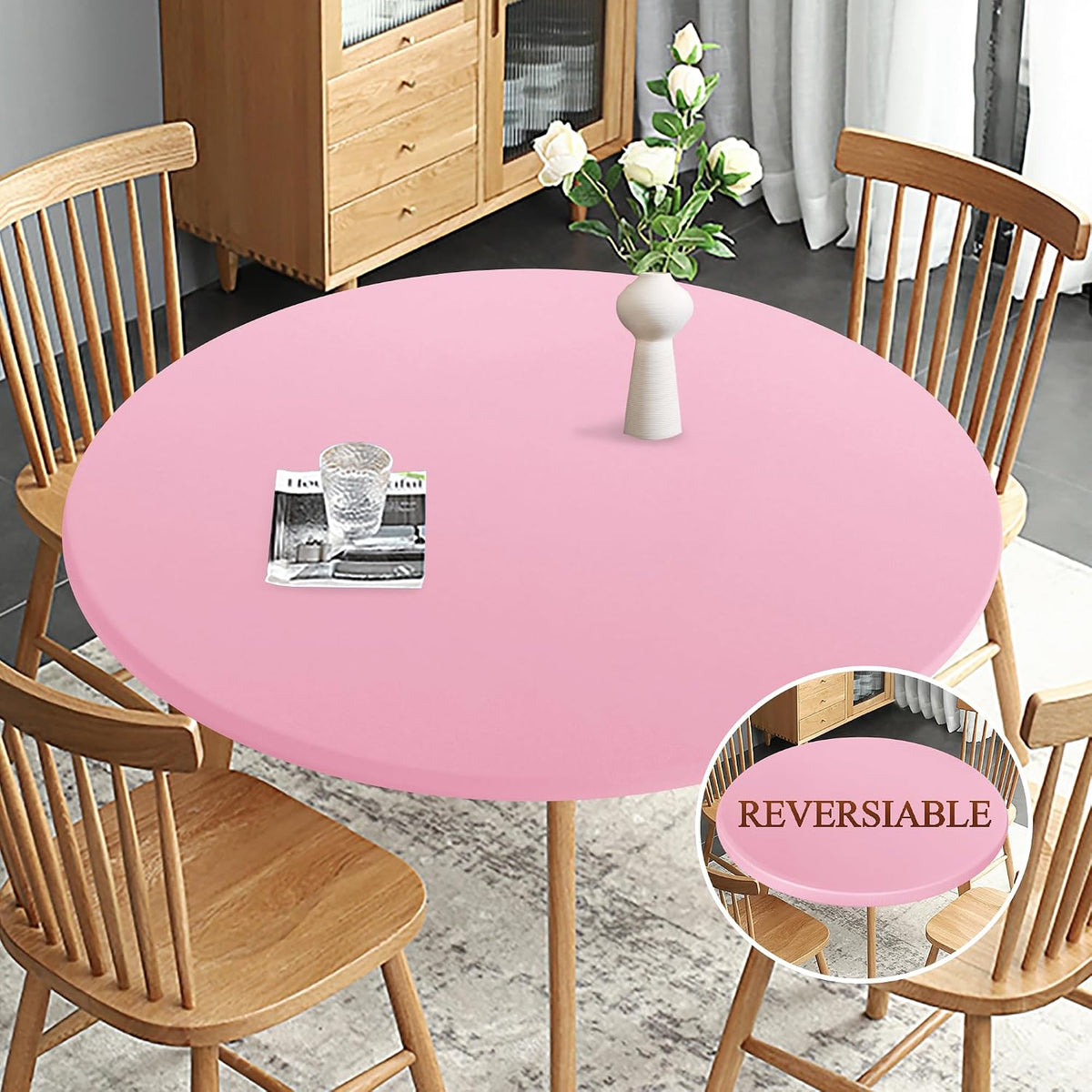Fitted Round Table Cloth, Fits Round Tablecloth for 48-56"