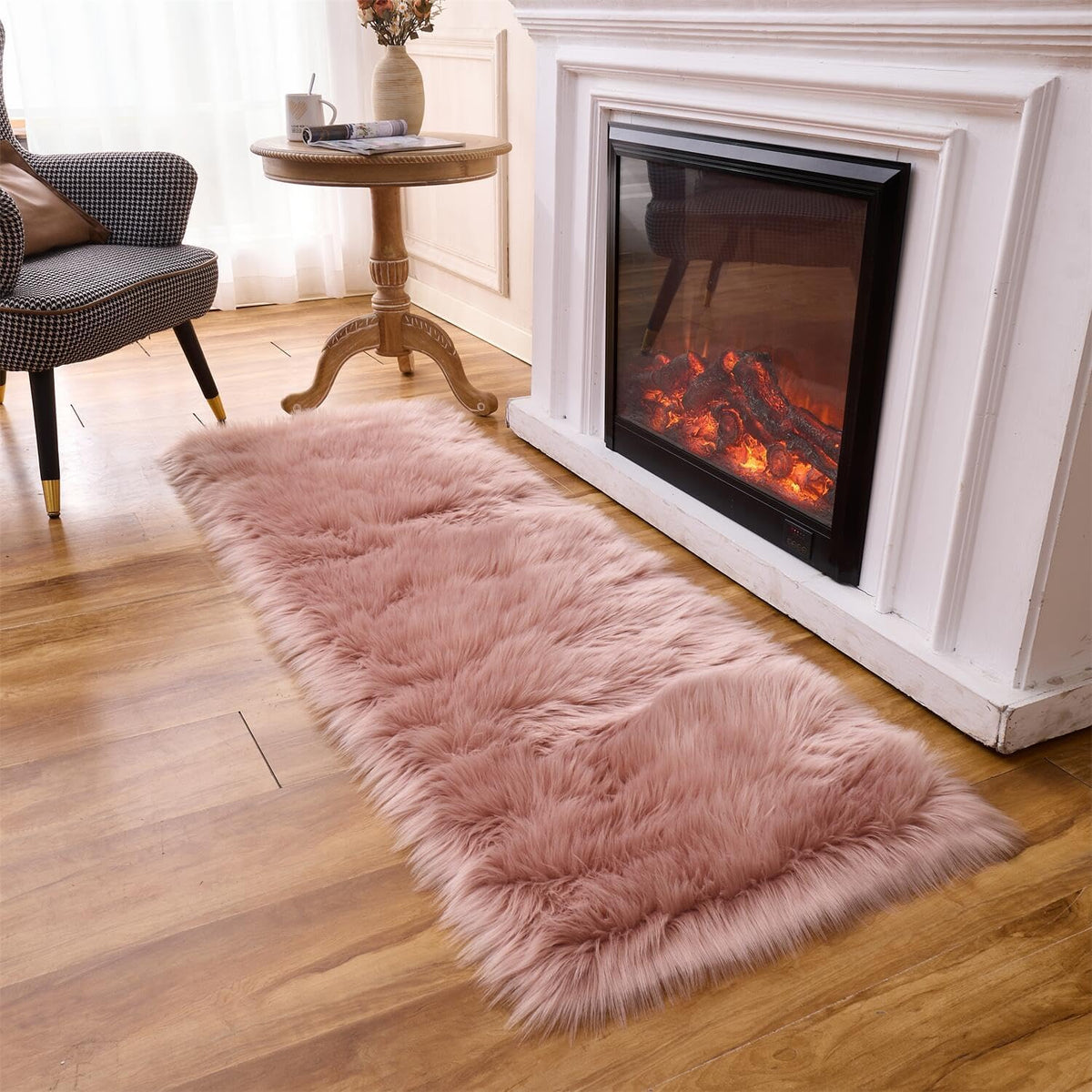 Ultra Soft Faux Fur Rug, Area Rugs, Pink Fluffy Shaggy Fur Rug for Bedroom & Living Room, Kids Room Decor, 2 x 6 Feet Rectangular