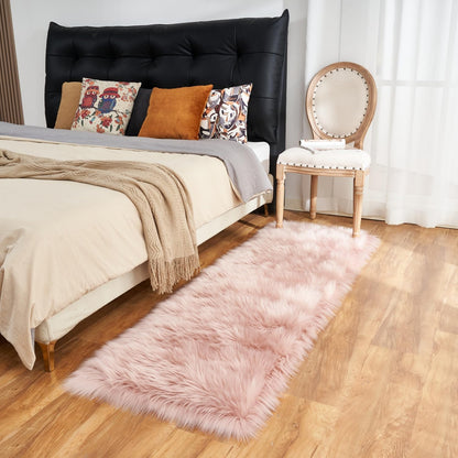 Ultra Soft Faux Fur Rug, Area Rugs, Pink Fluffy Shaggy Fur Rug for Bedroom & Living Room, Kids Room Decor, 2 x 6 Feet Rectangular
