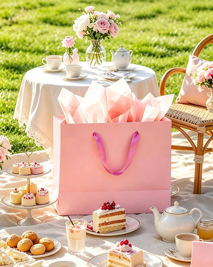 Pink Gift Bags, Medium Size, 9.6"x7.9"x4.3", 24PCS