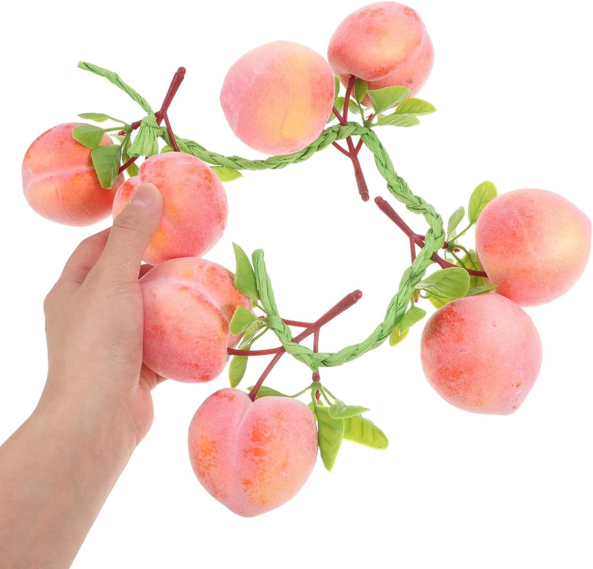 3 Pcs Artificial Peach Clusters, Realistic Fake Fruit for Home Kitchen Decor, Lifelike Faux Peaches for Photography Props, Fruit Basket Fillers & Summer Party Decoration