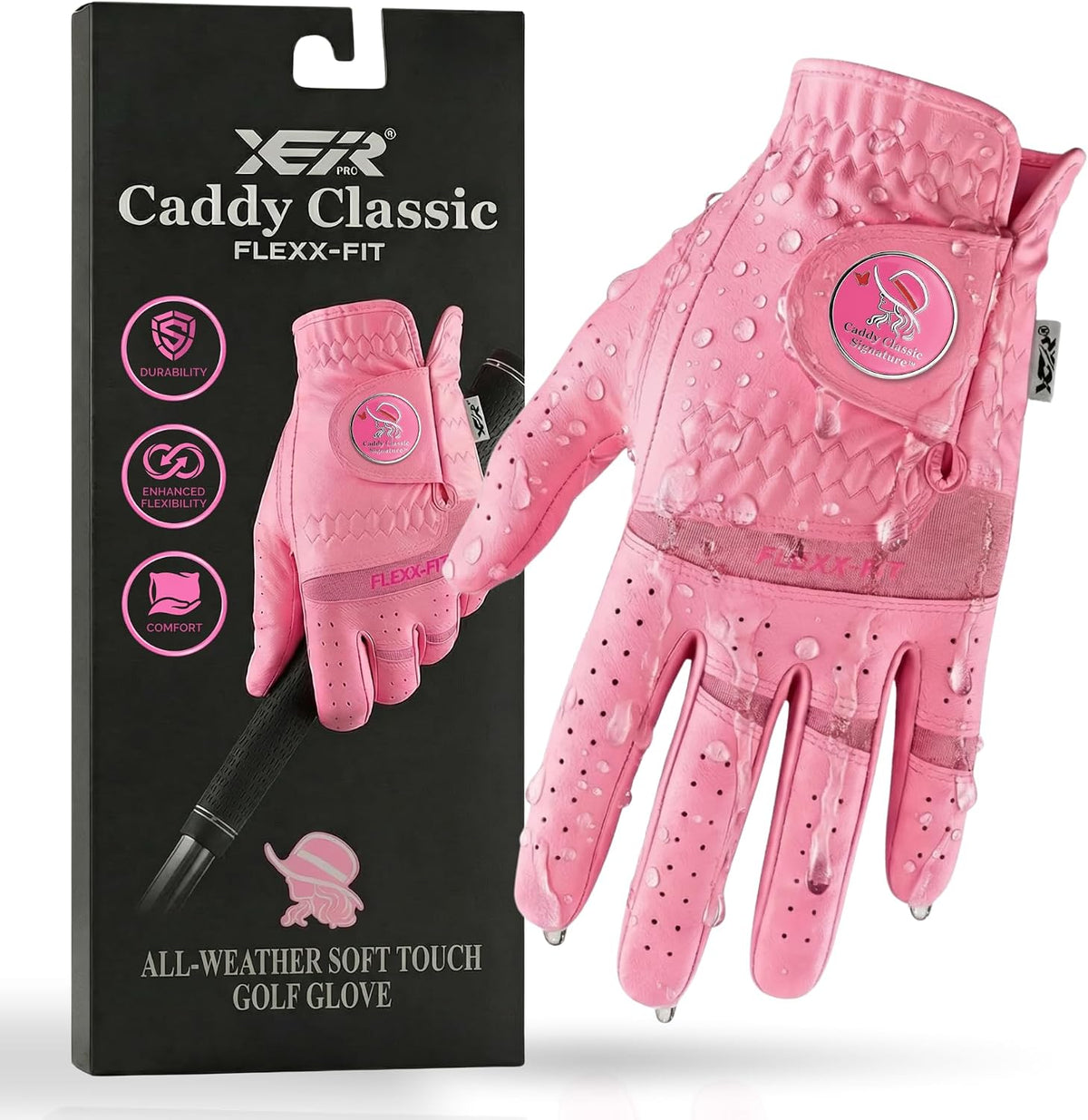Caddy Classic Ladies Golf Gloves Women Left Hand Or Right Hand | Maximum Softness & Comfort with Pure Cabretta Leather Womens Golf Gloves | Reduced Friction On Hand with Ergonomic Joint Spots