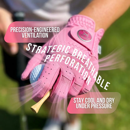 Caddy Classic Ladies Golf Gloves Women Left Hand Or Right Hand | Maximum Softness & Comfort with Pure Cabretta Leather Womens Golf Gloves | Reduced Friction On Hand with Ergonomic Joint Spots