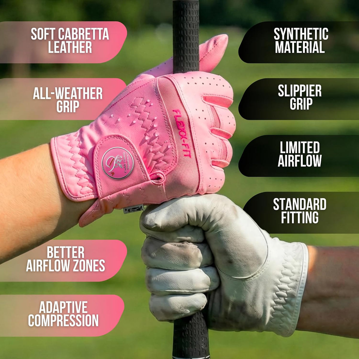 Caddy Classic Ladies Golf Gloves Women Left Hand Or Right Hand | Maximum Softness & Comfort with Pure Cabretta Leather Womens Golf Gloves | Reduced Friction On Hand with Ergonomic Joint Spots