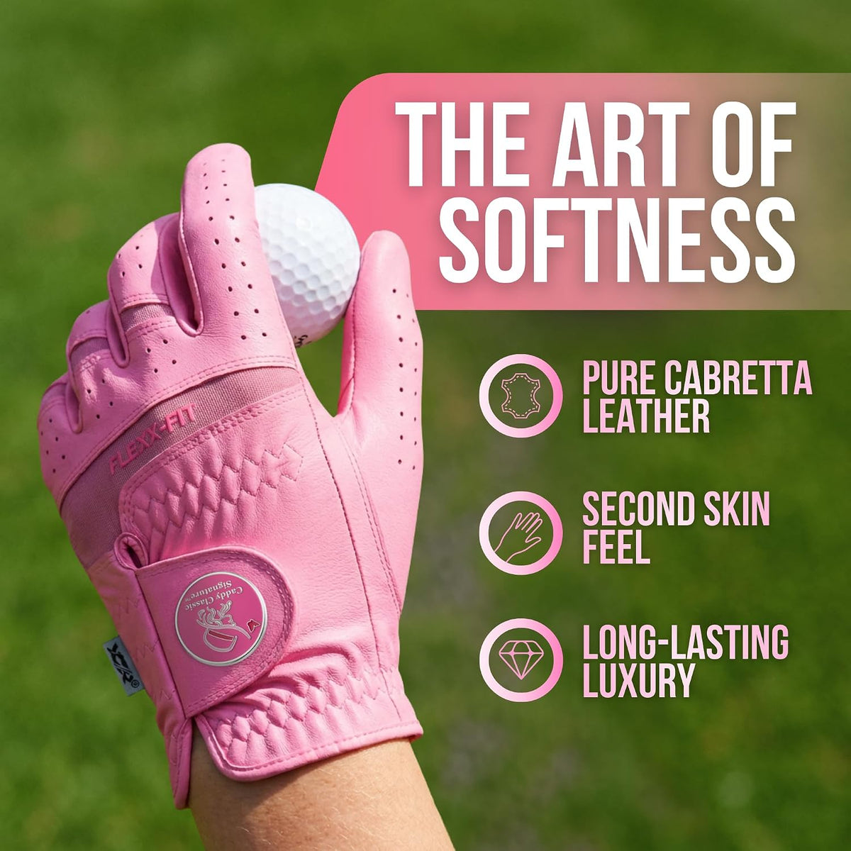 Caddy Classic Ladies Golf Gloves Women Left Hand Or Right Hand | Maximum Softness & Comfort with Pure Cabretta Leather Womens Golf Gloves | Reduced Friction On Hand with Ergonomic Joint Spots
