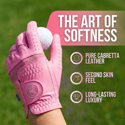Caddy Classic Ladies Golf Gloves Women Left Hand Or Right Hand | Maximum Softness & Comfort with Pure Cabretta Leather Womens Golf Gloves | Reduced Friction On Hand with Ergonomic Joint Spots