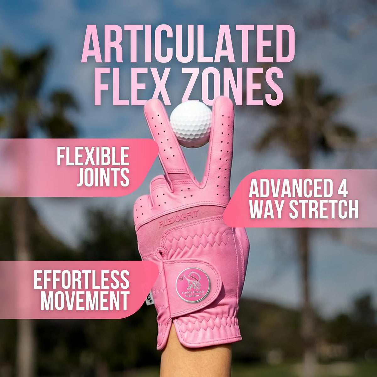 Caddy Classic Ladies Golf Gloves Women Left Hand Or Right Hand | Maximum Softness & Comfort with Pure Cabretta Leather Womens Golf Gloves | Reduced Friction On Hand with Ergonomic Joint Spots