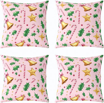 Merry Christmas Throw Pillow Covers 2 Pcs Christmas Crutch Cushion Covers Pillow Case for Couch Sofa Bell Cushion Case Peach Pink Kids Boys Girls Bedroom Decor 22 x 22-Inch