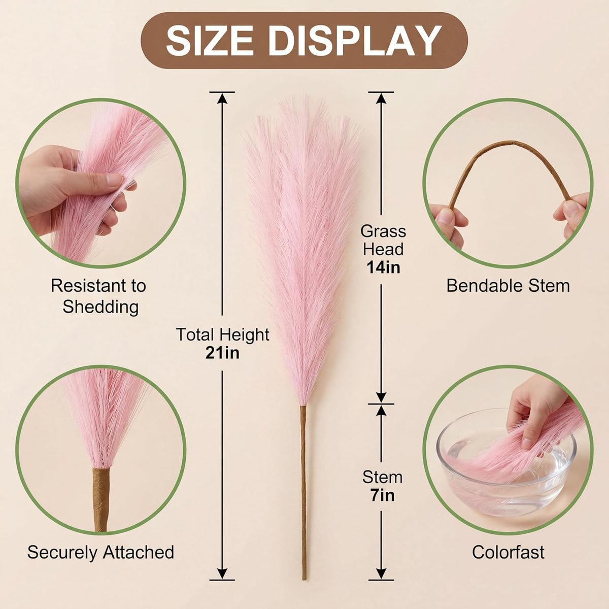 72 Pcs Pink Pampas Grass Decor for Wedding Bridal Shower DIY 21.7 Inches Faux Tall Pampas Grass Bulk Artificial Dried Flowers Feathers for Vase Filler Pastel Home Decor Party Bathroom Wall