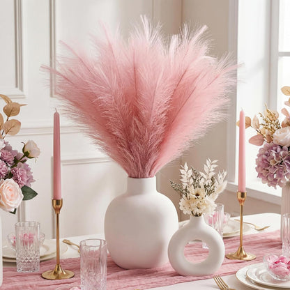 72 Pcs Pink Pampas Grass Decor for Wedding Bridal Shower DIY 21.7 Inches Faux Tall Pampas Grass Bulk Artificial Dried Flowers Feathers for Vase Filler Pastel Home Decor Party Bathroom Wall