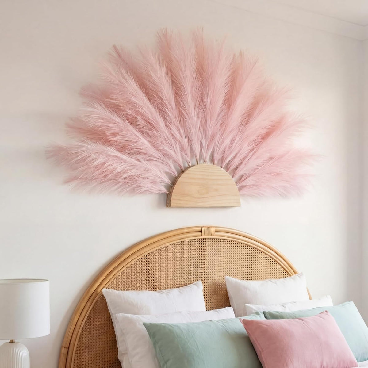 72 Pcs Pink Pampas Grass Decor for Wedding Bridal Shower DIY 21.7 Inches Faux Tall Pampas Grass Bulk Artificial Dried Flowers Feathers for Vase Filler Pastel Home Decor Party Bathroom Wall