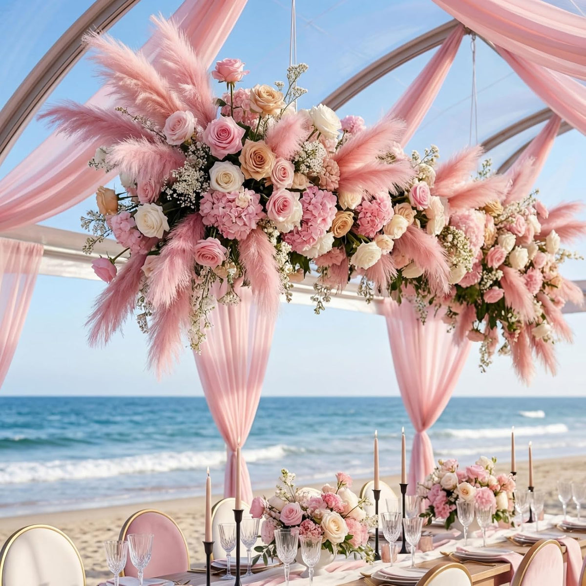 72 Pcs Pink Pampas Grass Decor for Wedding Bridal Shower DIY 21.7 Inches Faux Tall Pampas Grass Bulk Artificial Dried Flowers Feathers for Vase Filler Pastel Home Decor Party Bathroom Wall