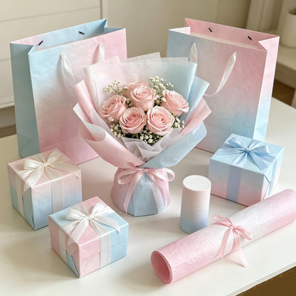 20 Sheets Pink Blue Gradient Gift Wrapping Paper for DIY, 20x27.5in