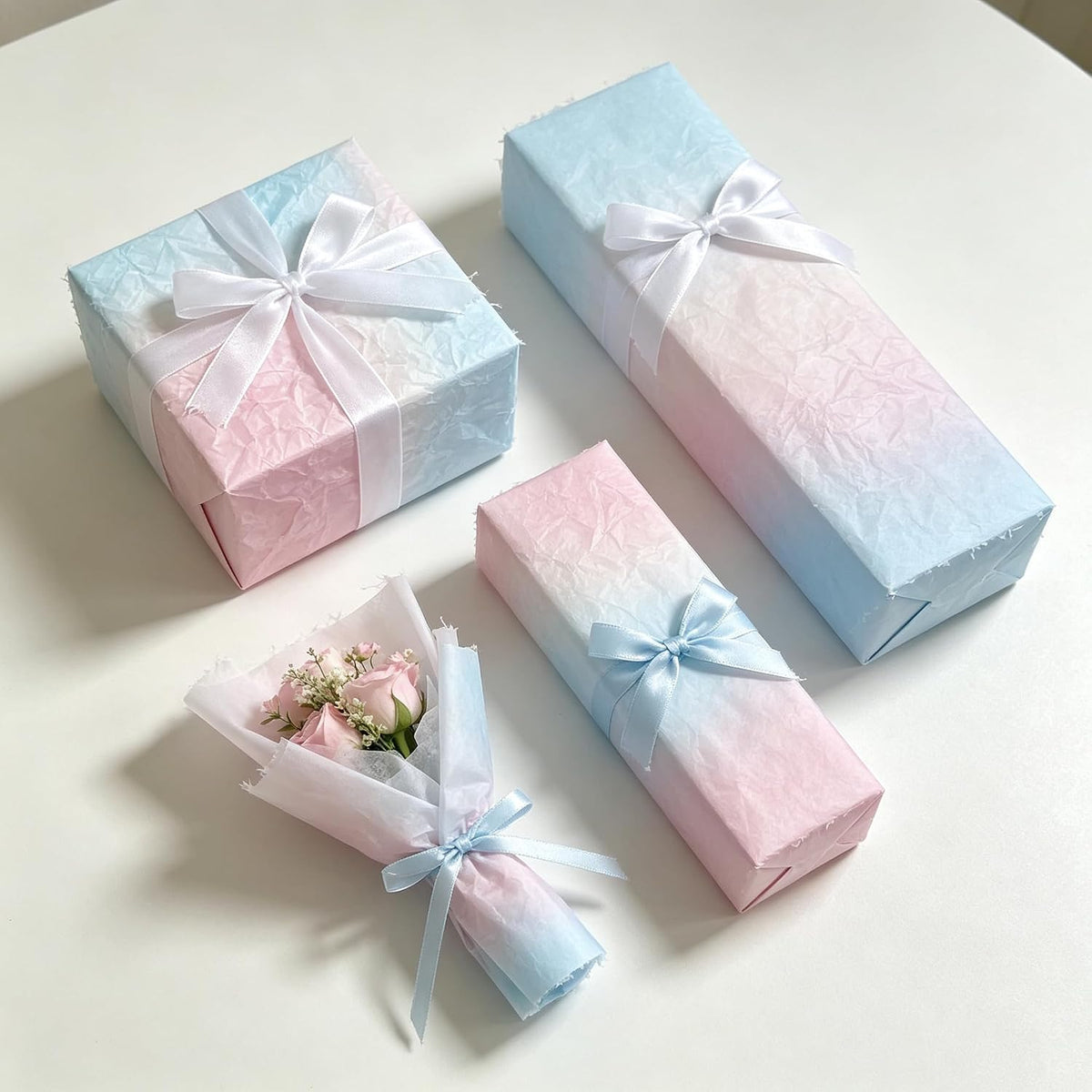 20 Sheets Pink Blue Gradient Gift Wrapping Paper for DIY, 20x27.5in