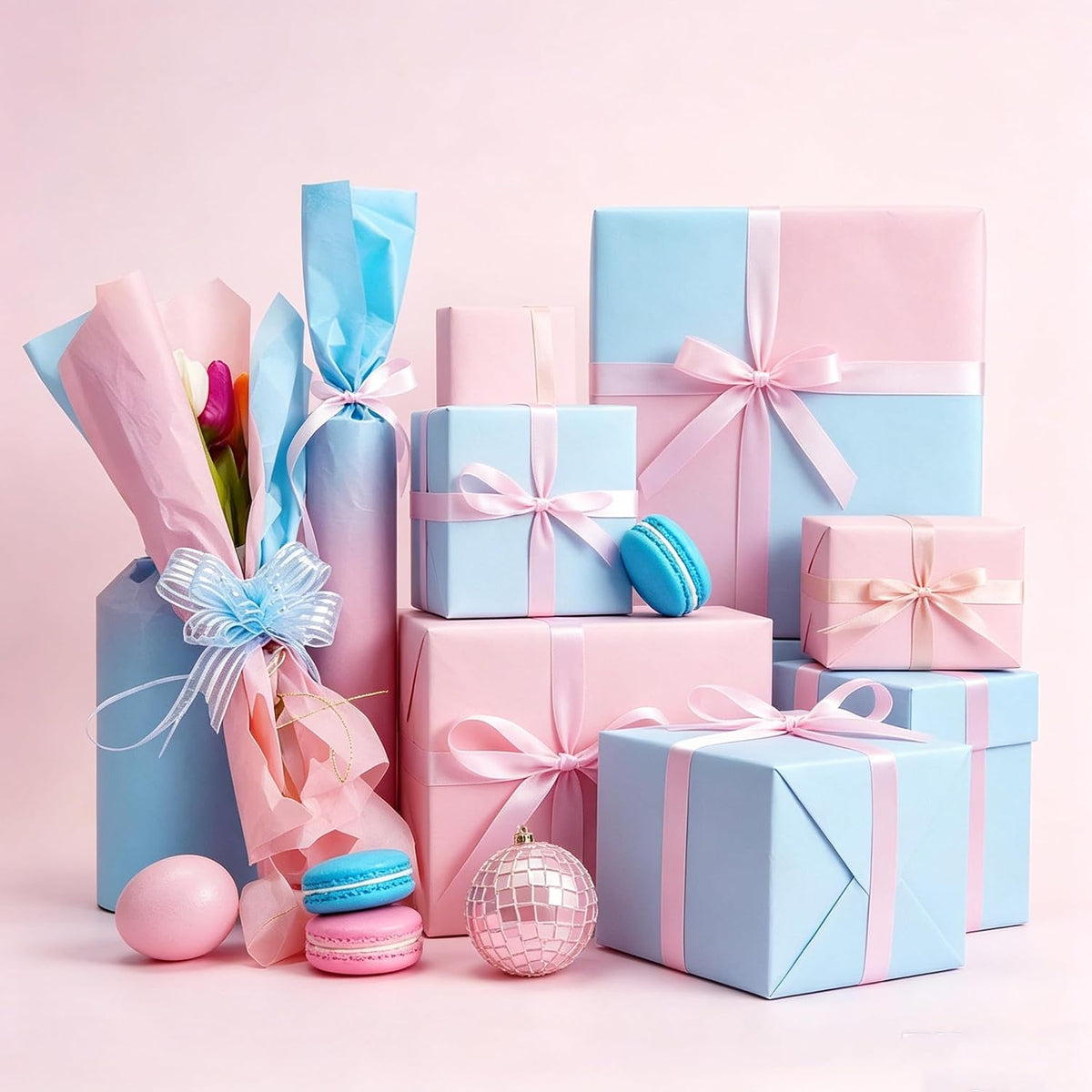 20 Sheets Pink Blue Gradient Gift Wrapping Paper for DIY, 20x27.5in