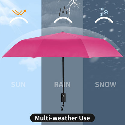Windproof Automatic Travel Umbrella, Compact Folding UV Sun & Rain