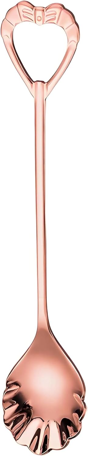 COMIART 304 Stainless Steel Shell-Shaped Coffee & Dessert Spoon & Fruit Fork - Wedding Favor Cutlery Set(Rose Gold,Spoon)