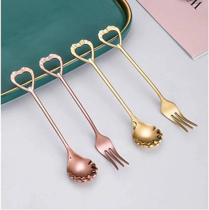 COMIART 304 Stainless Steel Shell-Shaped Coffee & Dessert Spoon & Fruit Fork - Wedding Favor Cutlery Set(Rose Gold,Spoon)