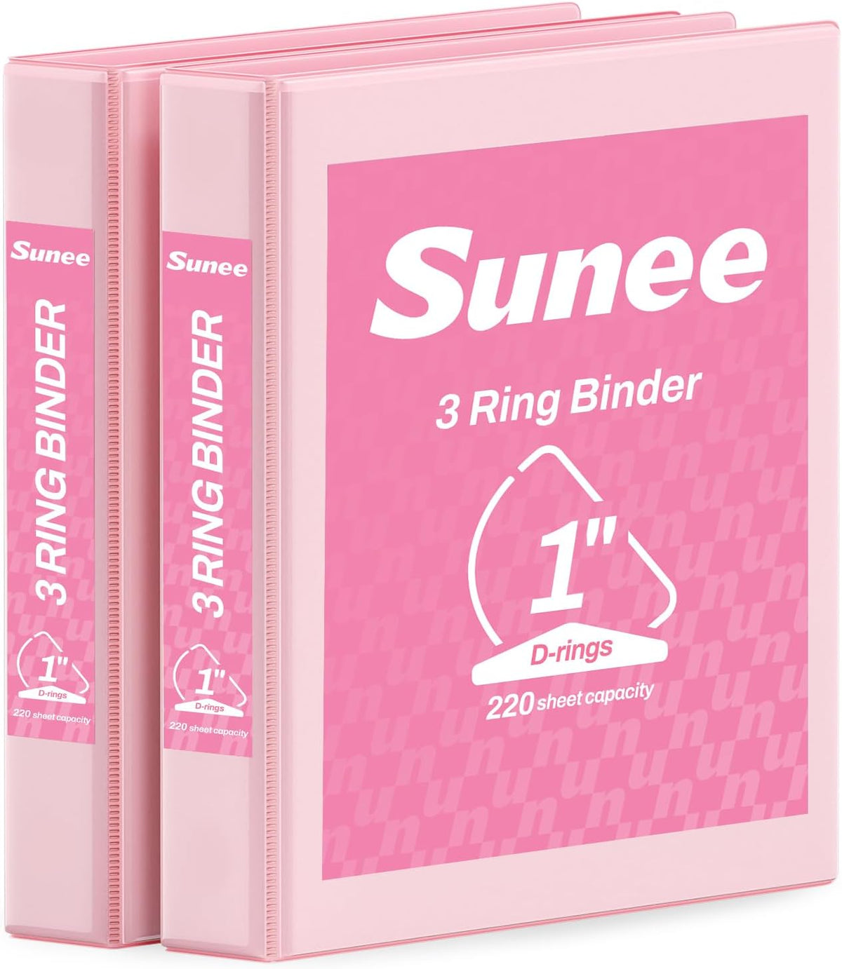 3 Ring Binder 1 Inch D Ring, Clear View Binder Three Ring PVC-Free (Fit 8.5x11 Inches) for School or Office Supplies, Pink, 2 Pack