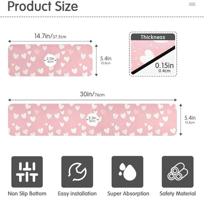 Light Pink Heart Valentines Day Faucet Drying mat Silicone Kitchen Faucet Mat Sink Splash Guard Drip Catcher Dish Soap Sponge Holder for Guard Bathroom Farmhouse M