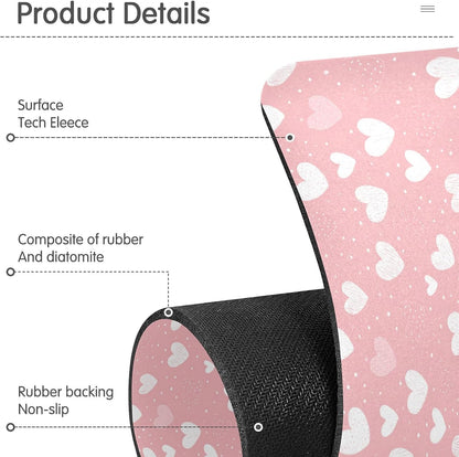 Light Pink Heart Valentines Day Faucet Drying mat Silicone Kitchen Faucet Mat Sink Splash Guard Drip Catcher Dish Soap Sponge Holder for Guard Bathroom Farmhouse M