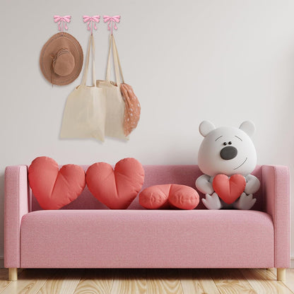 6 Pcs Pink Bow Wall Hooks Metal Decorative Bow Knot Door Hanger Coquette Wall Mount Hook for Coat Hat Towel Bathroom Kitchen Living Room Home Decor