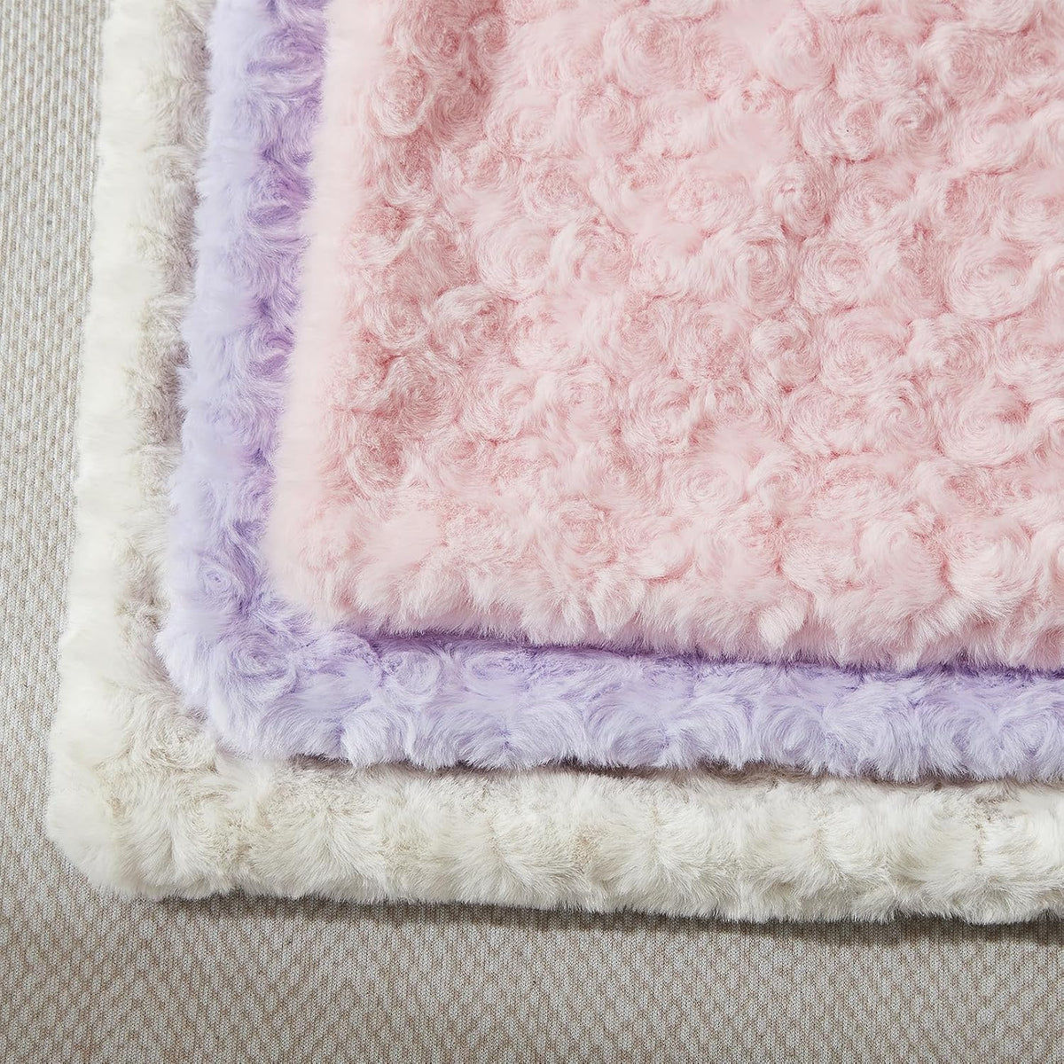 18 x 18 Pink Pillow Covers Couch Pillow Cases for Living Room Bed Room Faux Rabbit Fur with Rose Pattern Square Light Pink Cushion Covers for Bed Couch Sofa Chairs