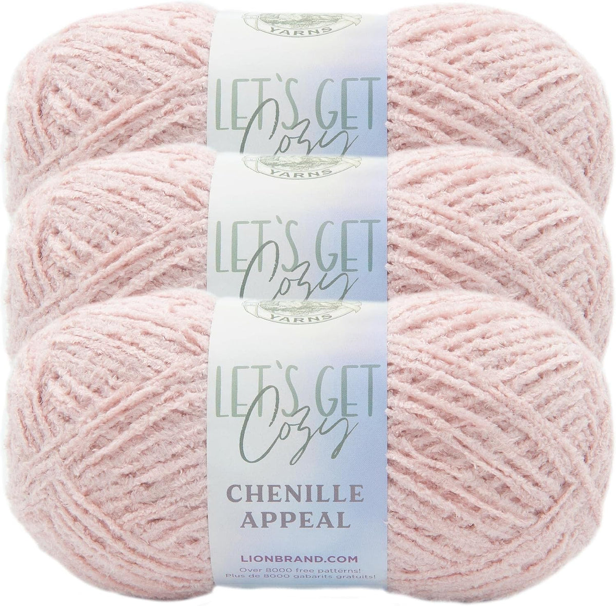 Chenille Appeal Crochet Yarn, Peach Whip, Pink, 3 Pack