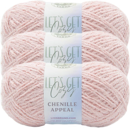 Chenille Appeal Crochet Yarn, Peach Whip, Pink, 3 Pack