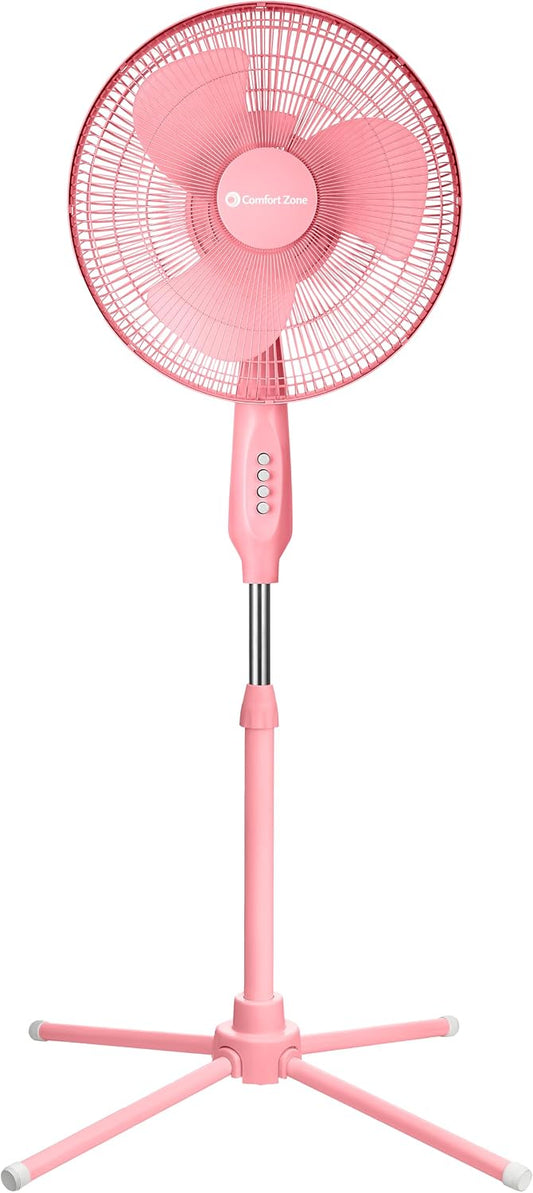 16" Oscillating Pedestal Fan with Folding Base - Pink