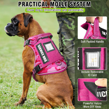 Tactical Dog Harness and Leash Set with 10 Patches for Large Dogs