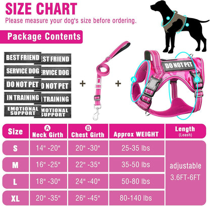 Tactical Dog Harness and Leash Set with 10 Patches for Large Dogs
