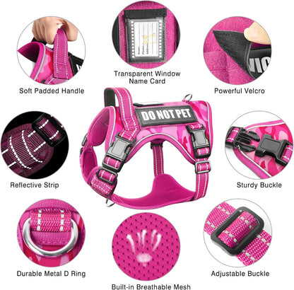 Tactical Dog Harness and Leash Set with 10 Patches for Large Dogs