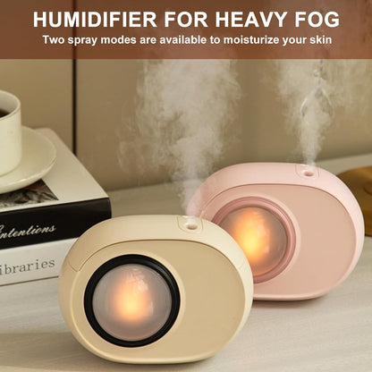 Humidifier for Bedroom, 400ml Desktop Fog Humidifiers, Essential Oil Diffuser with Dynamic Candlelight Flame Lamp, Suitable for Home, Travel & Plant Intelligent Anti Dry Burning Humidifier (Pink)