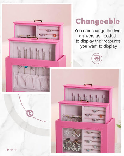 Display Jewelry Box for Girls: Starter Organizer with Clear Window