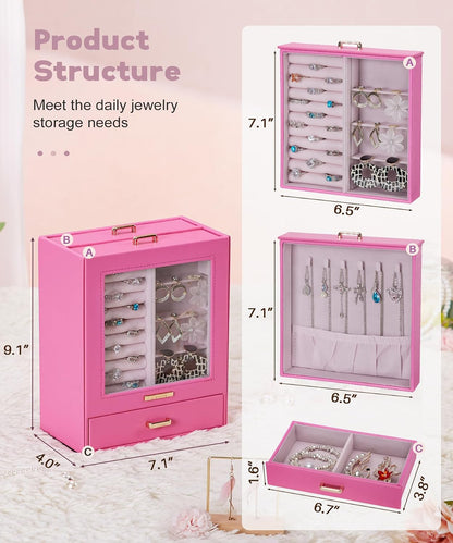 Display Jewelry Box for Girls: Starter Organizer with Clear Window