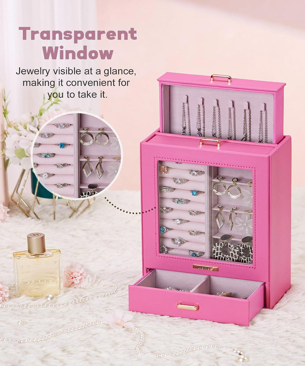 Display Jewelry Box for Girls: Starter Organizer with Clear Window