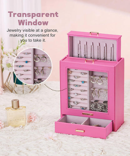 Display Jewelry Box for Girls: Starter Organizer with Clear Window