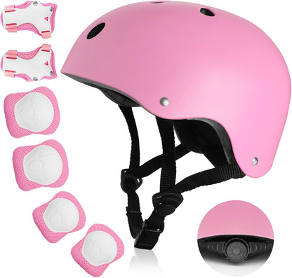Kids Bike Helmet with Protective Gear Set, Toddler Skateboard Helmet for Ages 3-5-8 Boys Girls, Adjustable Safety Helmet with Knee Elbow Wrist Pads for Bicycling, Skating, BMX