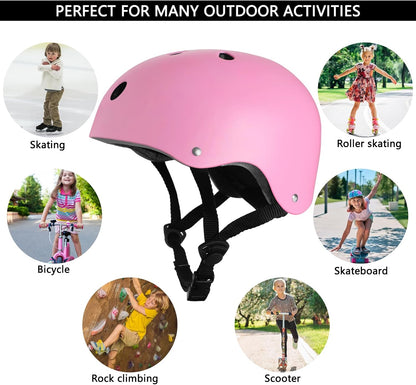 Kids Bike Helmet with Protective Gear Set, Toddler Skateboard Helmet for Ages 3-5-8 Boys Girls, Adjustable Safety Helmet with Knee Elbow Wrist Pads for Bicycling, Skating, BMX